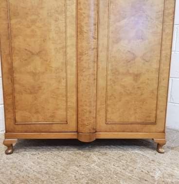 fig 2. ANTIQUE BURR WALNUT FITTED SMALL DOUBLE WARDROBE C1920