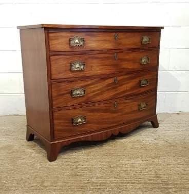 fig 1. ANTIQUE REGENCY MAHOGANY BOW FRONT CHEST OF DRAWERS C1820