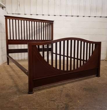 Antique Edwardian Inlaid Mahogany King Size Bed C1900