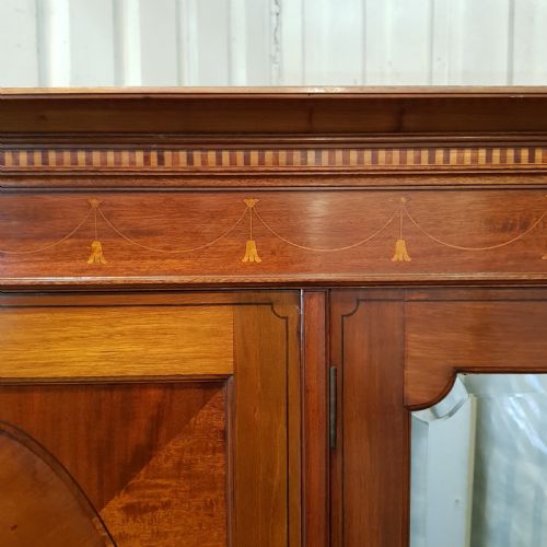 fig 1. ANTIQUE EDWARDIAN INLAID MAHOGANY TRIPLE WARDROBE C1900