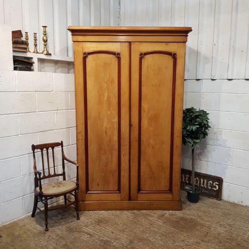 Antique Victorian Ash & Mahogany Double Fitted Wardrobe C1880