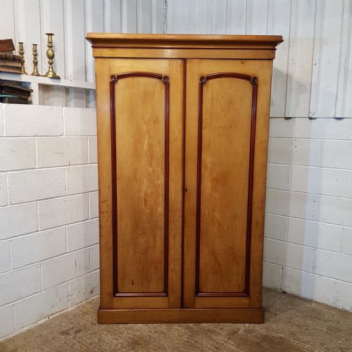 fig 1. ANTIQUE VICTORIAN ASH & MAHOGANY DOUBLE FITTED WARDROBE C1880