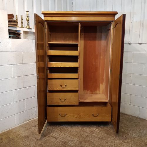 fig 2. ANTIQUE VICTORIAN ASH & MAHOGANY DOUBLE FITTED WARDROBE C1880