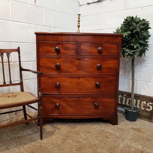 Antique Victorian Mahogany Bow Front Chest of Drawers C1880