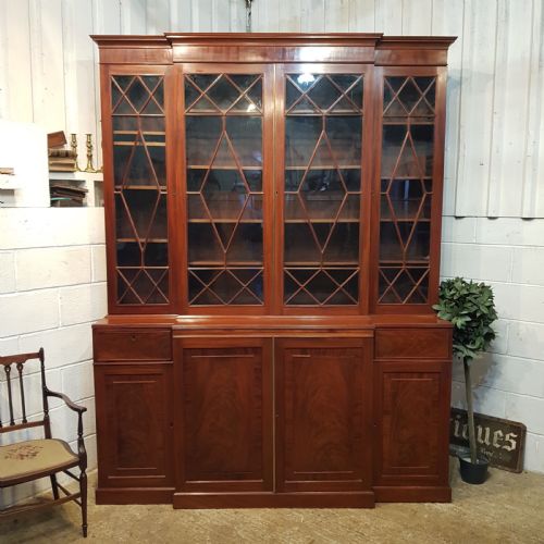 Antique Late 18th Cent.period Mahogany Astragal Glazed Large Breakfront Bookcase C1780