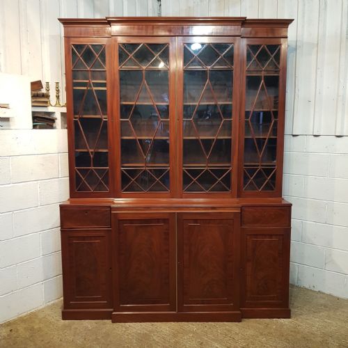 fig 1. ANTIQUE LATE 18TH CENT.PERIOD MAHOGANY ASTRAGAL GLAZED LARGE BREAKFRONT BOOKCASE C1780