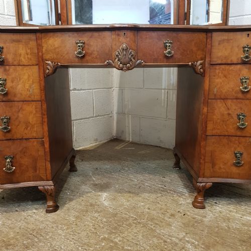 fig 2. ANTIQUE BURR WALNUT SERPENTINE SHAPED DRESSING TABLE C1920