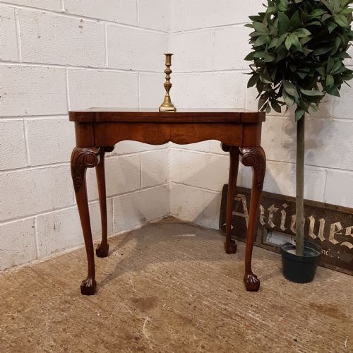 Antique Walnut Serpentine Shaped Fold Over Card Table C1920