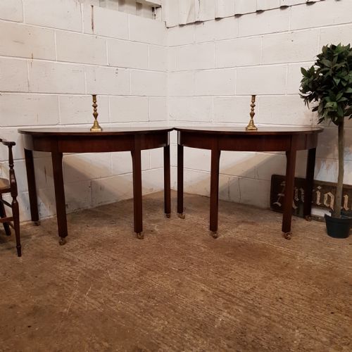 Sntique Pair Regency Mahogany Demi Lune Side Tabled C1820