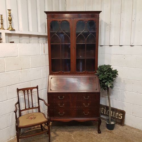 Antique Edwardian Mahogany Astragal Glazed Bureau Bookcase C1900