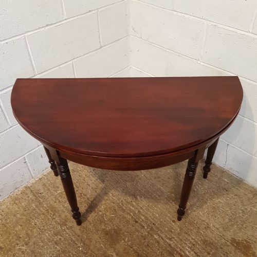 fig 2. ANTIQUE REGENCY MAHOGANY FOLD OVER DEMI LUNE TEA TABLE C1820