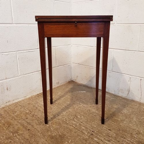fig 1. ANTIQUE EDWARDIAN REGENCY MAHOGANY FOLD OUT GAMES TABLE C1900