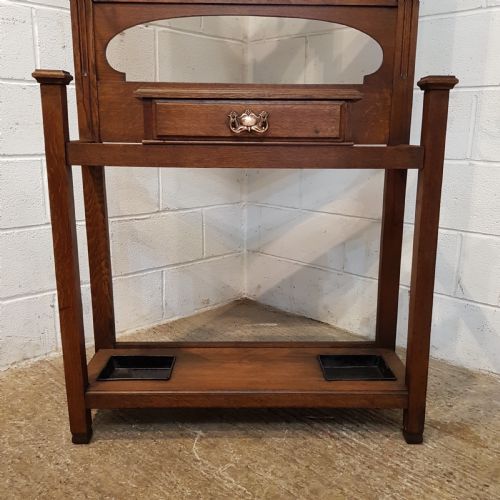 fig 1. ANTIQUE ART NOUVEAU OAK HALL STAND C1890
