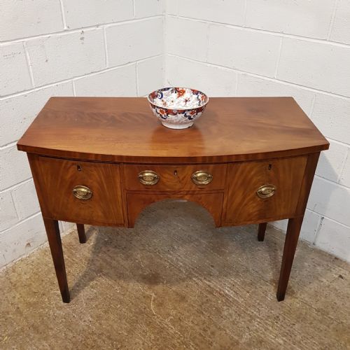 fig 1. ANTIQUE SMALL REGENCY MAHOGANY BOW FRONT SIDEBOARD C1820