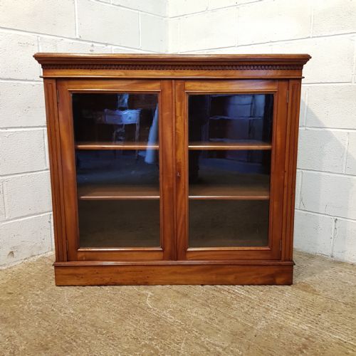 fig 1. ANTIQUE EDWARDIAN WALNUT GLAZED BOOKCASE C1900