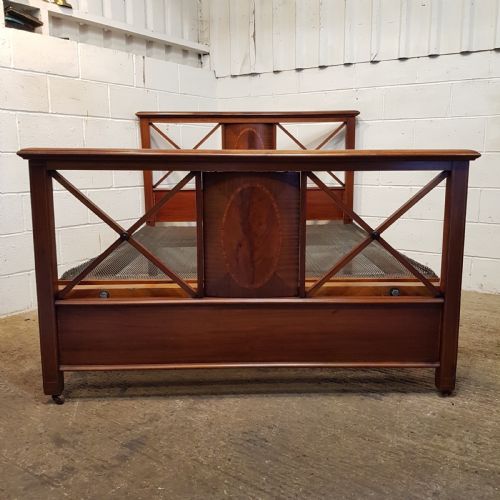 fig 1. ANTIQUE EDWARDIAN INLAID MAHOGANY KING SIZE BED C1900