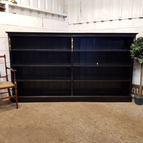 Antique Edwardian Ebonised Large Open Bookcase C1900
