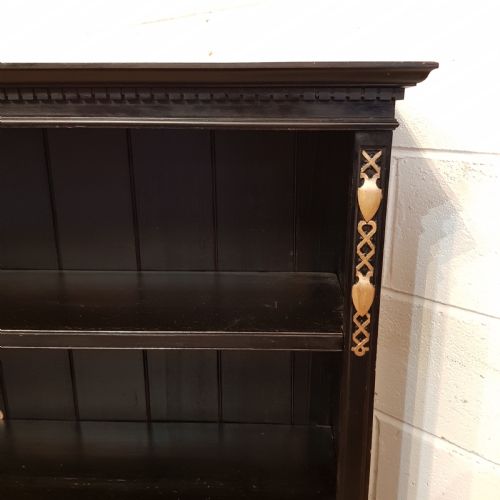 fig 2. ANTIQUE EDWARDIAN EBONISED LARGE OPEN BOOKCASE C1900