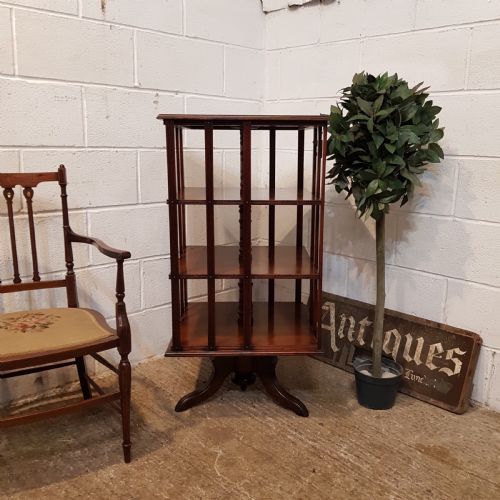 Sntique Victorian Walnut Revolving Bookcase C1880