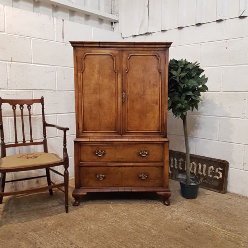 Antique Edwardian Queen Anne Burr Walnut Tall Boy C1900