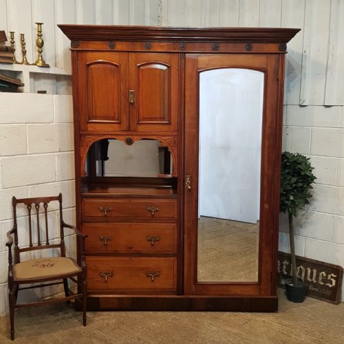 Antique Victorian Walnut Combination Wardrobe C1880