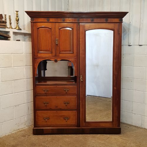 fig 1. ANTIQUE VICTORIAN WALNUT COMBINATION WARDROBE C1880