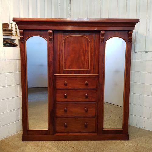 fig 2. ANTIQUE VICTORIAN MAHOGANY TRIPLE WARDROBE COMPACTUM C1880