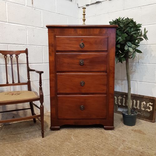 Antique Mid Victorian Mahogany Tall Narrow Chest of Drawers C1860