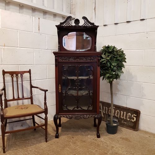 Antique Late 19th Century Chippendale Mahogany Display Music Cabinet C1890
