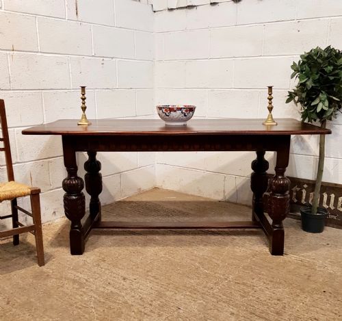fig 1. ANTIQUE JOINED OAK REFECTORY DINING TABLE C1920