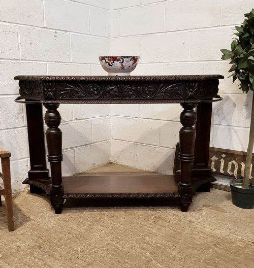 Antique Victorian Carved Oak Hall Table C1880