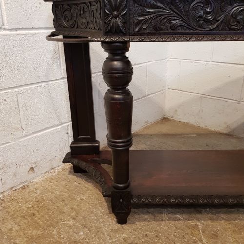 fig 2. ANTIQUE VICTORIAN CARVED OAK HALL TABLE C1880