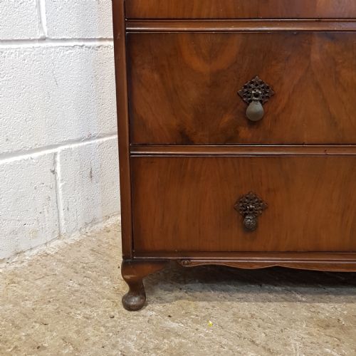 fig 2. ANTIQUE BURR WALNUT QUEEN ANNE DOUBKE DOME TOP WARDROBE PRESS C1920