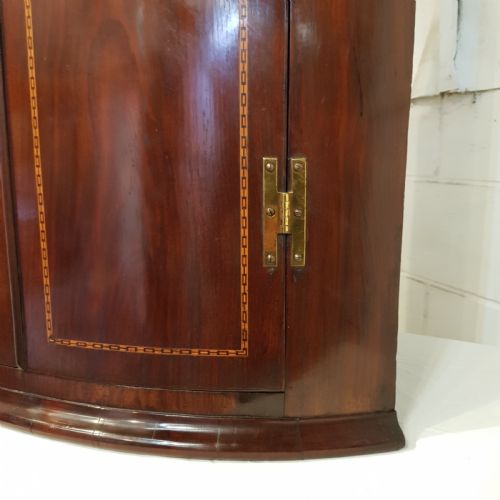 fig 1. ANTIQUE REGENCY INLAID MAHOGANY BOW FRONT CORNER CABINET C1820