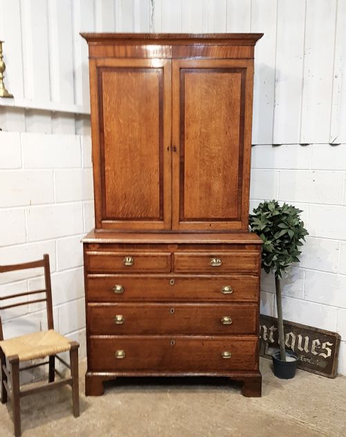 Antique 18th Century Oak & Mahogany Cupboard on Chest C1780