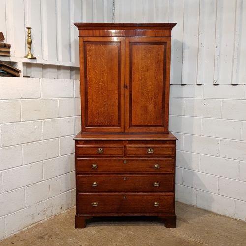 fig 1. ANTIQUE 18th CENTURY OAK & MAHOGANY CUPBOARD ON CHEST C1780