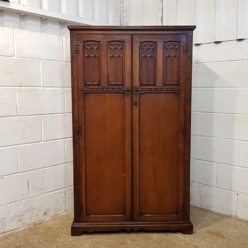 fig 1. ANTIQUE CARVED OAK TALLBOY WARDROBE C1920