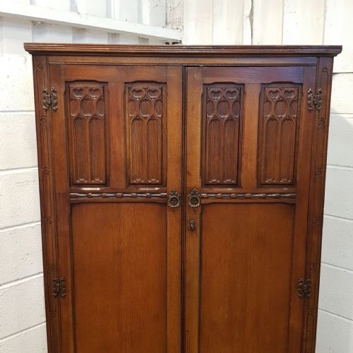 fig 2. ANTIQUE CARVED OAK TALLBOY WARDROBE C1920
