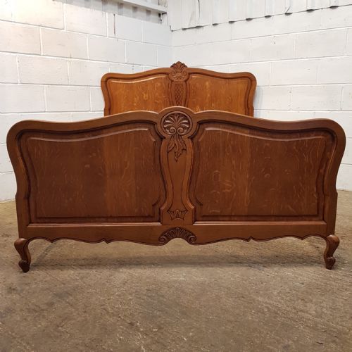 fig 1. ANTIQUE FRENCH ART NOUVEAU OAK DOUBLE BED C1920
