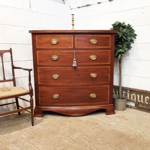 Antique Edwardian Regency Mahogany Bow Front Chest of Drawers C1900