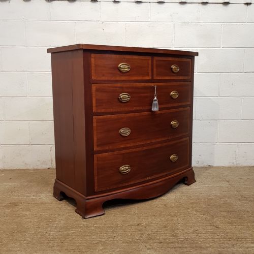fig 2. ANTIQUE EDWARDIAN REGENCY MAHOGANY BOW FRONT CHEST OF DRAWERS C1900