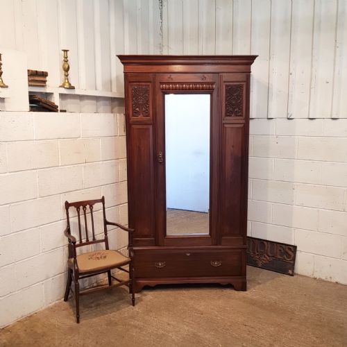 Antique Art Nouveau Mahogany Wardrobe C1890