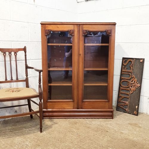 Antique Victorian Mahogany Glazed Bookcase C1890