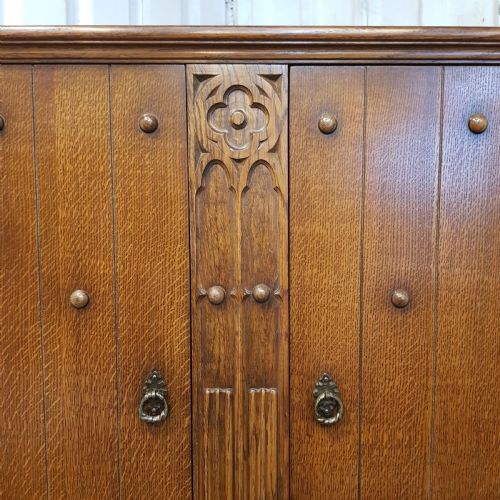 fig 2. ANTIQUE CARVED OAK DOUBLE WARDROBE C1920
