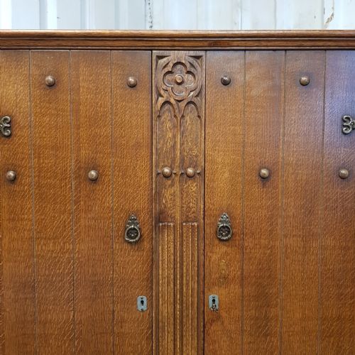fig 2. ANTIQUE CARVED OAK DOUBLE WARDROBE C1920