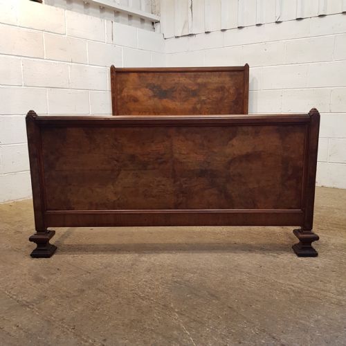 Antique Art Deco Burr Walnut Double Bed C1920