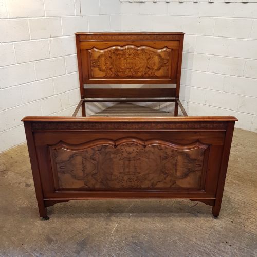 fig 1. ANTIQUE ART NOUVEAU BURR WALNUT DOUBKE BED C1890
