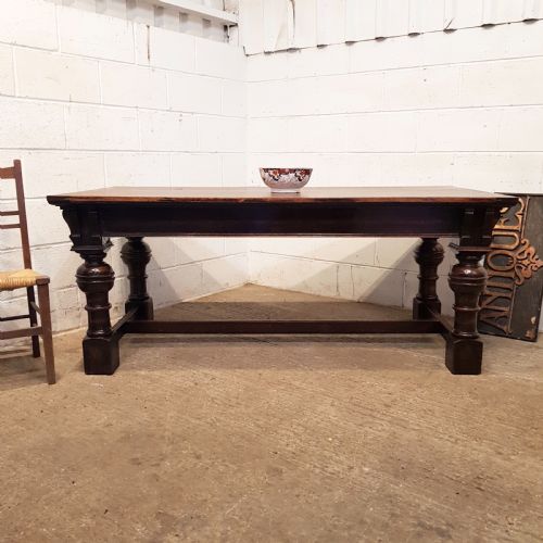 Antique Edwardian Oak Refectory Dining Table C1900