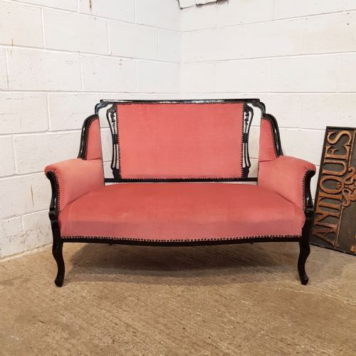 Antique Art Nouveau Ebonised Salon Sofa C1890