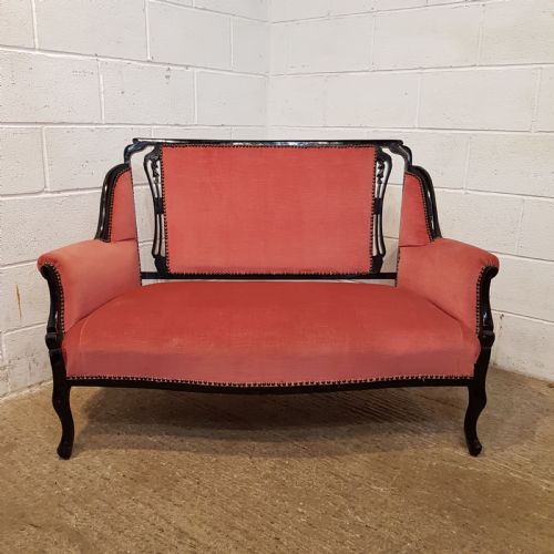fig 1. ANTIQUE ART NOUVEAU EBONISED SALON SOFA C1890